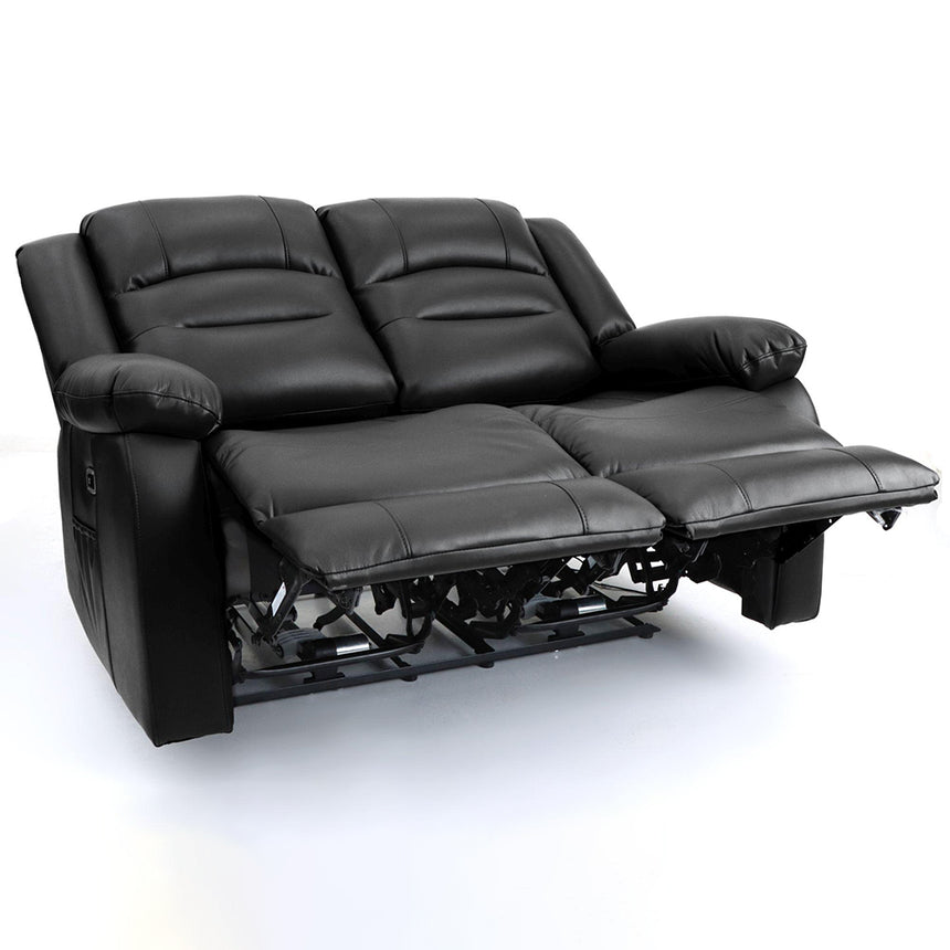 Alva Black Faux Leather Electric Recliner 2 Seater Sofa