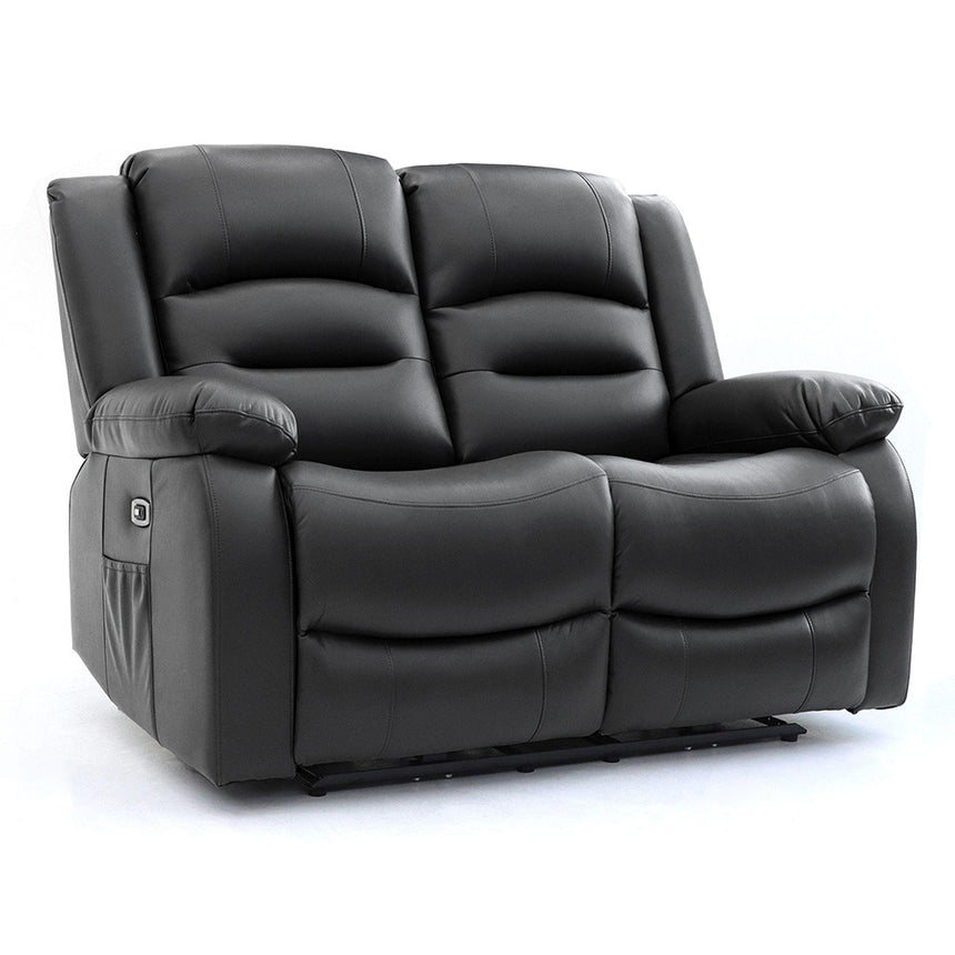 Alva Black Faux Leather Electric Recliner 2 Seater Sofa