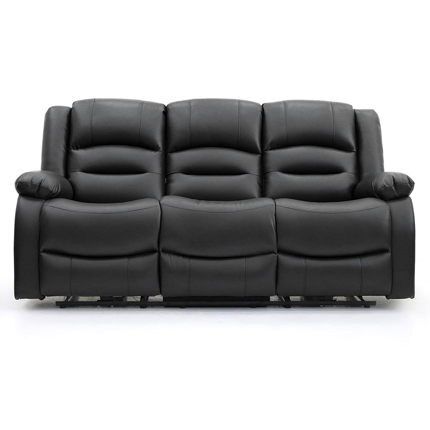 Alva Black Faux Leather Electric Recliner 3 Seater Sofa