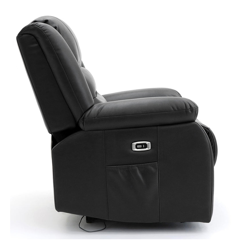 Alva Black Faux Leather Electric Recliner 3 Seater Sofa