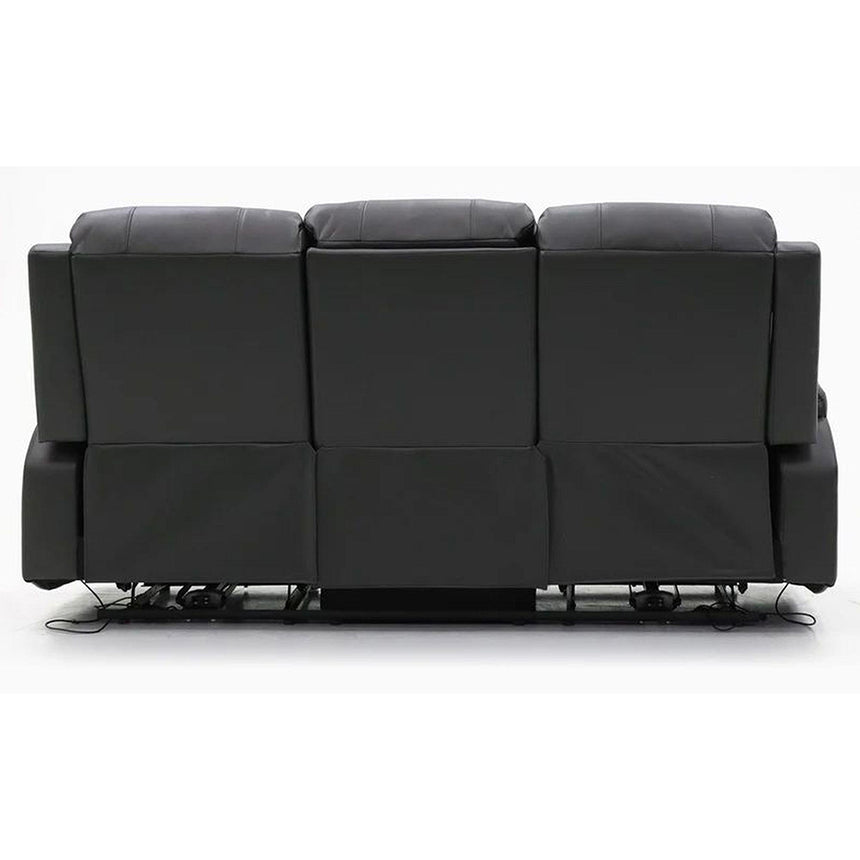 Alva Black Faux Leather Electric Recliner 3 Seater Sofa