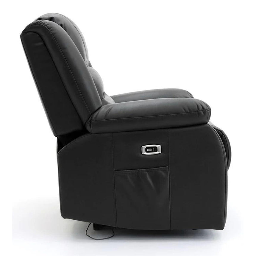 Alva Black Faux Leather Electric Recliner 3+2 Seater Sofa