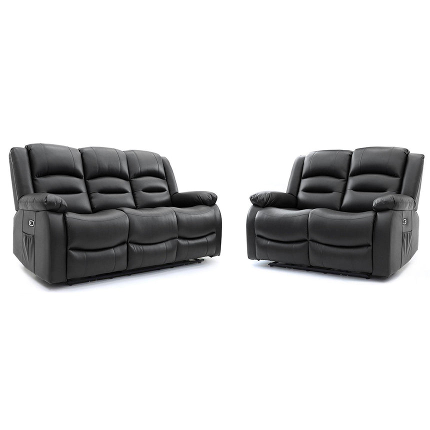 Alva Black Faux Leather Electric Recliner 3+2 Seater Sofa