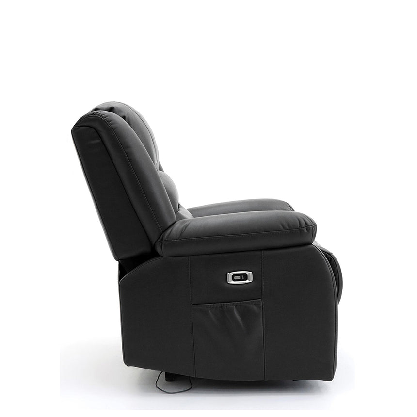 Alva Black Faux Leather Electric Recliner Armchair