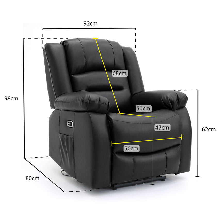 Alva Black Faux Leather Electric Recliner Armchair