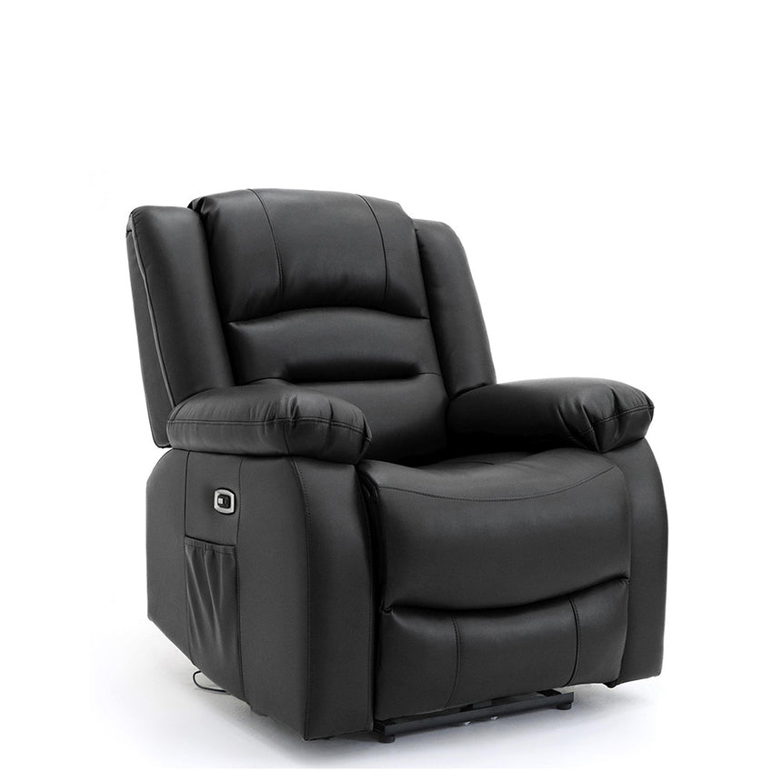 Alva Black Faux Leather Electric Recliner Armchair