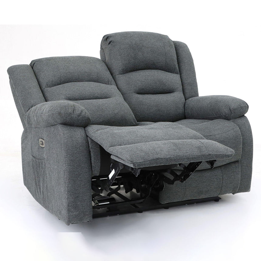 Alva Graphite Fabric Electric Recliner 2 Seater Sofa