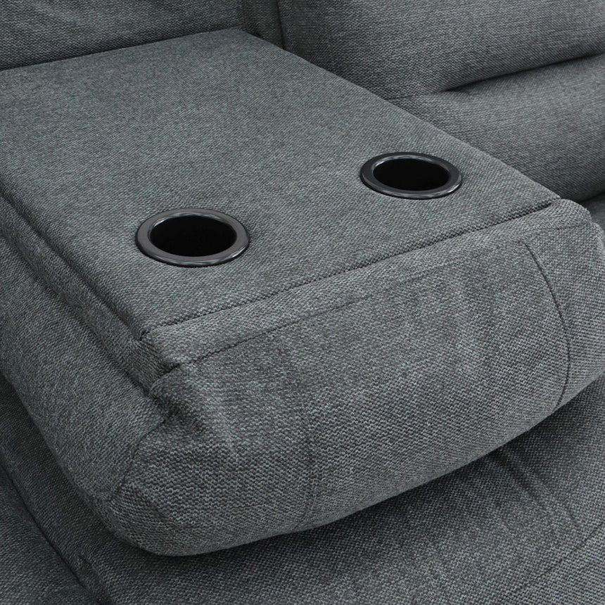 Alva Graphite Fabric Electric Recliner 3 Seater Sofa