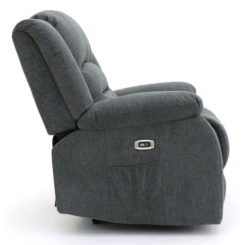 Alva Graphite Fabric Electric Recliner 3 Seater Sofa