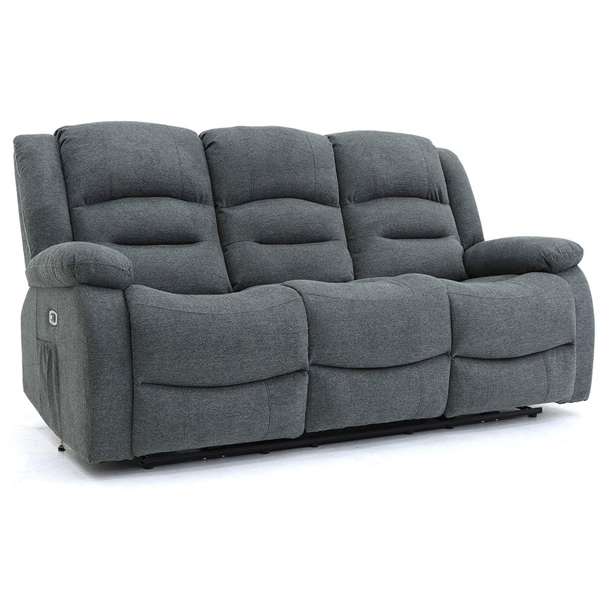 Alva Graphite Fabric Electric Recliner 3 Seater Sofa