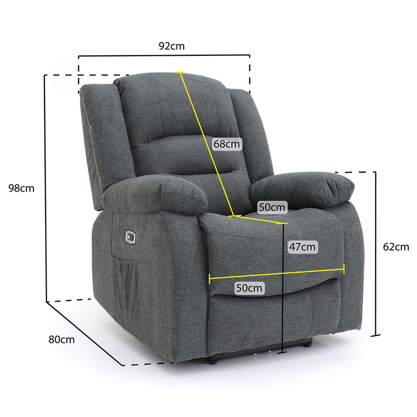 Alva Graphite Fabric Electric Recliner Armchair