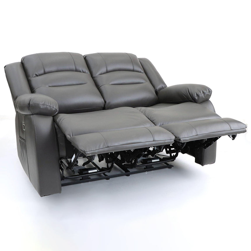 Alva Grey Faux Leather Electric Recliner 2 Seater Sofa