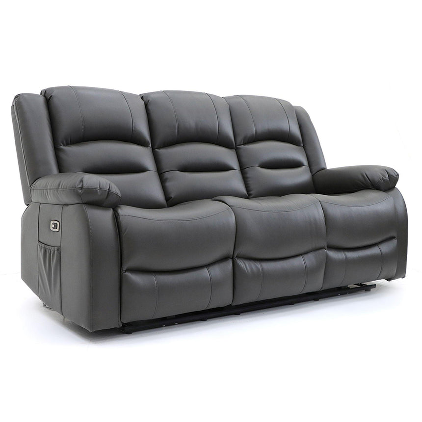 Alva Grey Faux Leather Electric Recliner 3 Seater Sofa