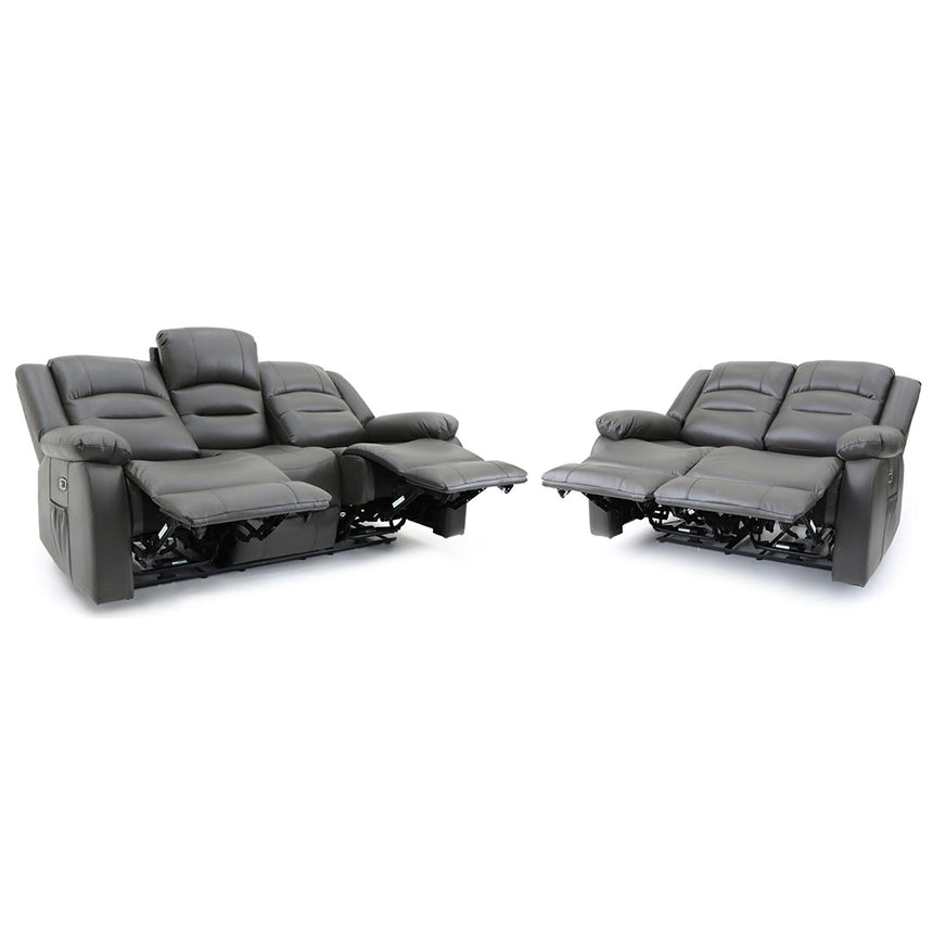 Alva Grey Faux Leather Electric Recliner 3+2 Seater Sofa
