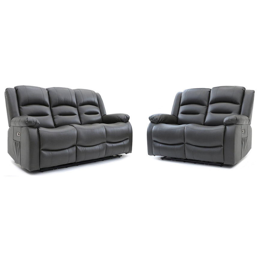 Alva Grey Faux Leather Electric Recliner 3+2 Seater Sofa