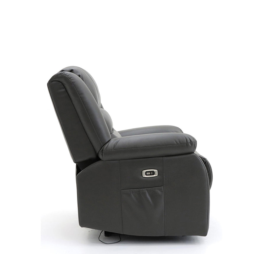 Alva Grey Faux Leather Electric Recliner Armchair