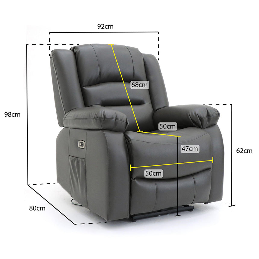 Alva Grey Faux Leather Electric Recliner Armchair