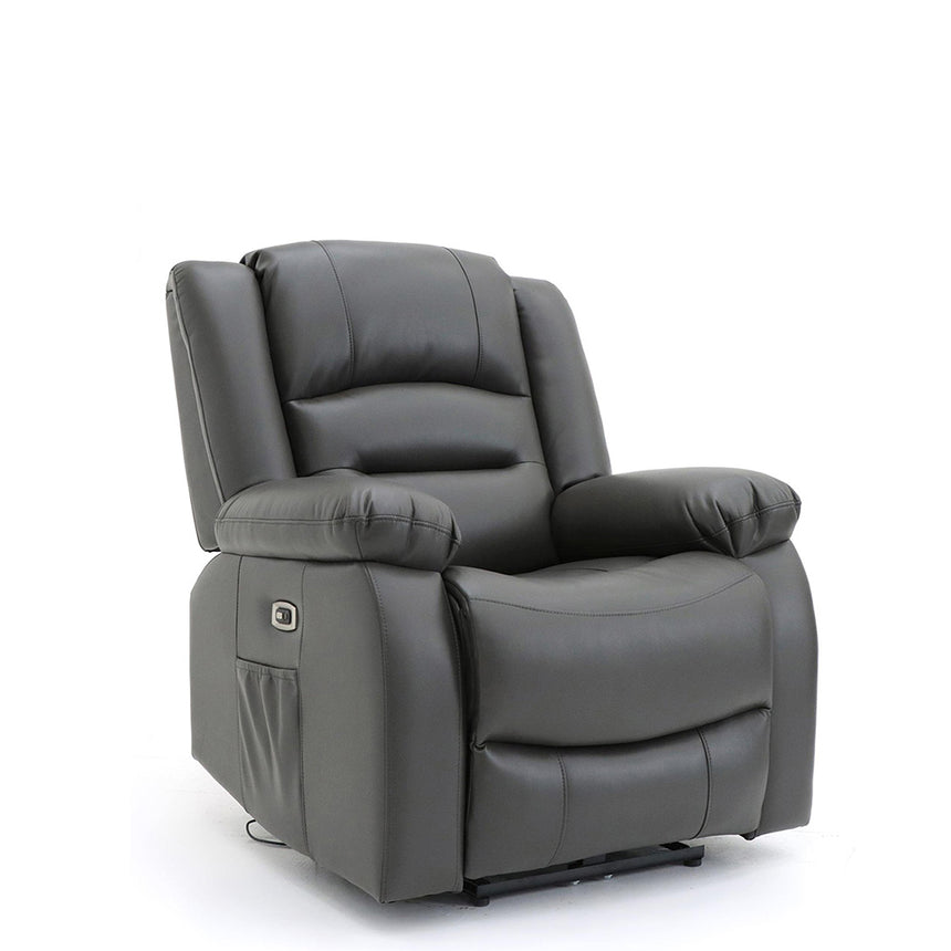 Alva Grey Faux Leather Electric Recliner Armchair