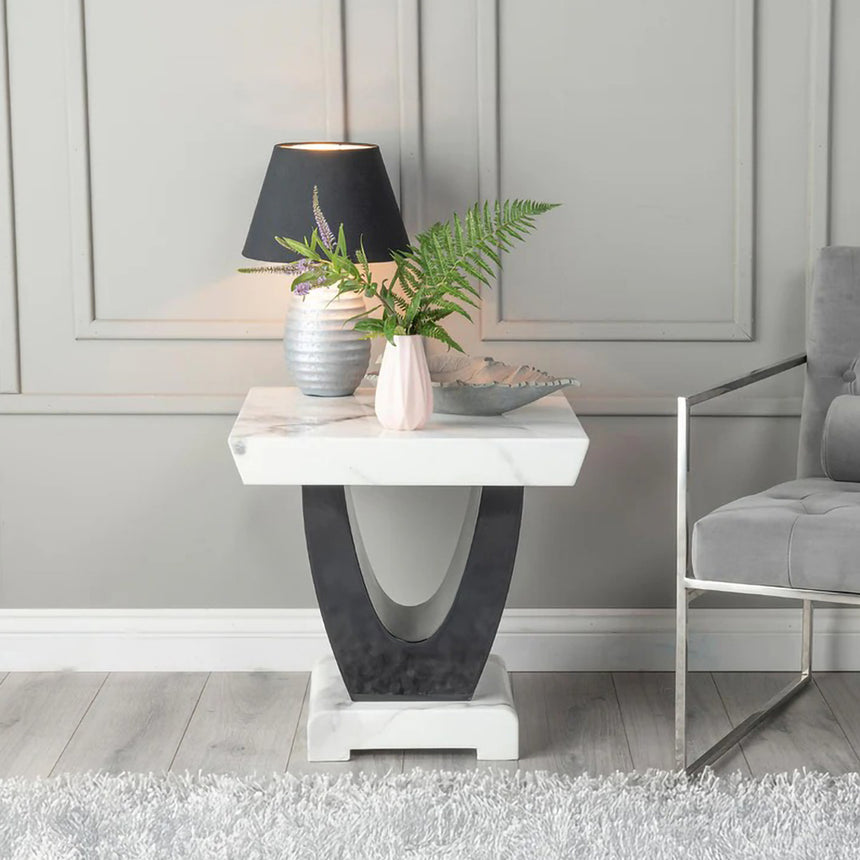 Ancona White Marble Side Table