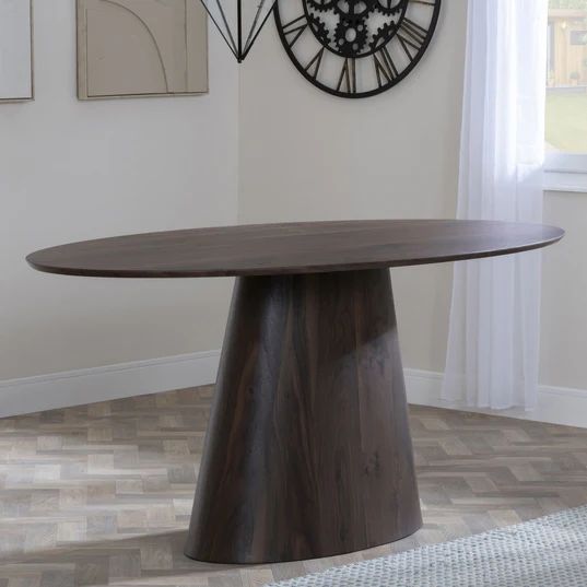 Chiswick 6 Seater Oval Dining Table with Pedestal Base - 180cm