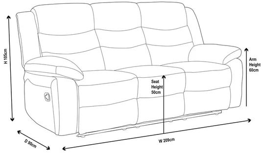 Angelo Fabric 3 Seater Recliner Sofa