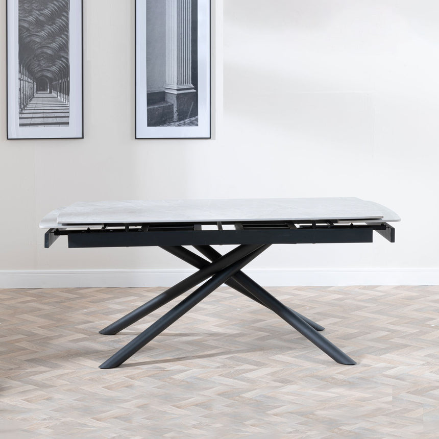 Beverly 6-8 Seater Ceramic Extending Dining Table with Black Base - 160cm-220cm