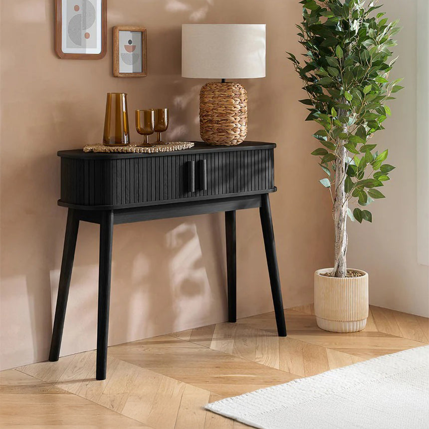 Arizona Black Fluted Curved Console Table