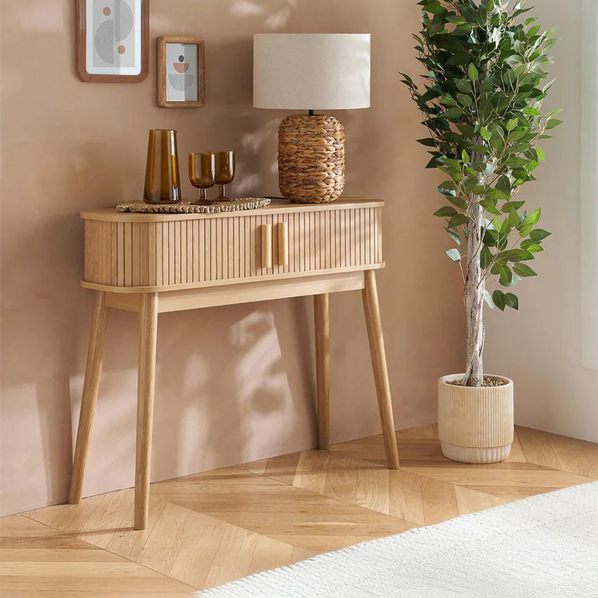 Arizona Oak Fluted Curved Console Table