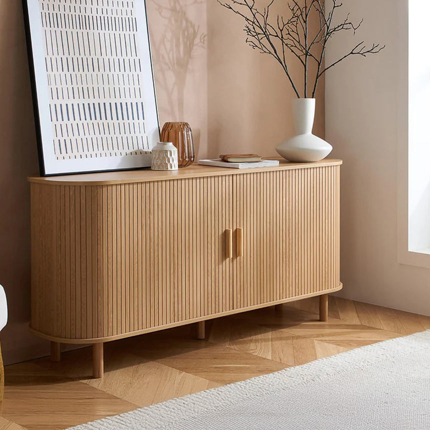 Arizona Oak Fluted 2 Door Large Curved Sideboard - 160cm