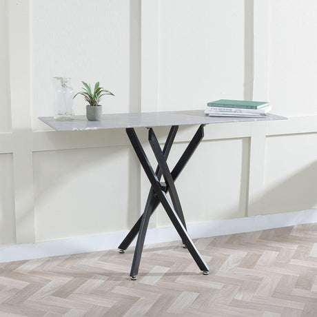 Ashley Glass Console Table with Black Metal Legs
