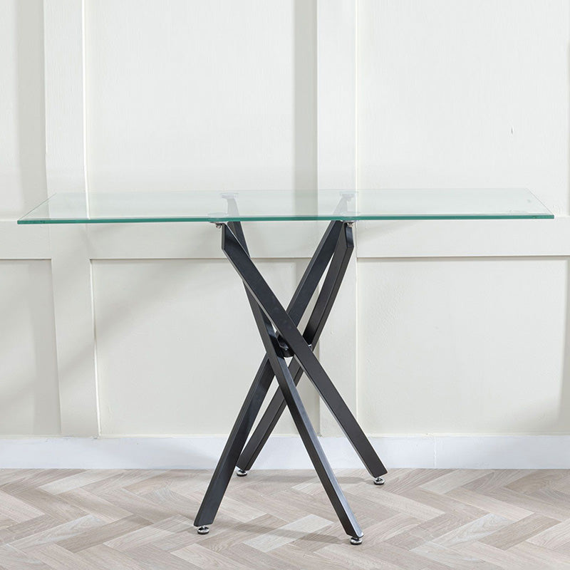 Ashley  Glass Console Table with Black Metal Legs
