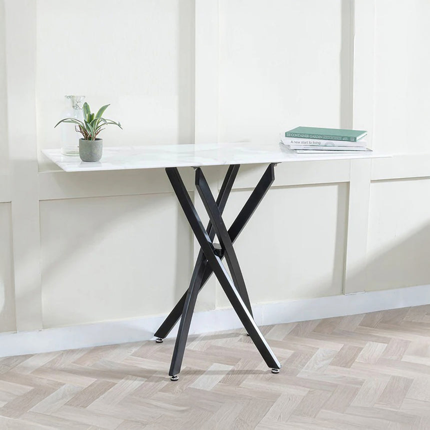 Ashley Glass Console Table with Black Metal Legs