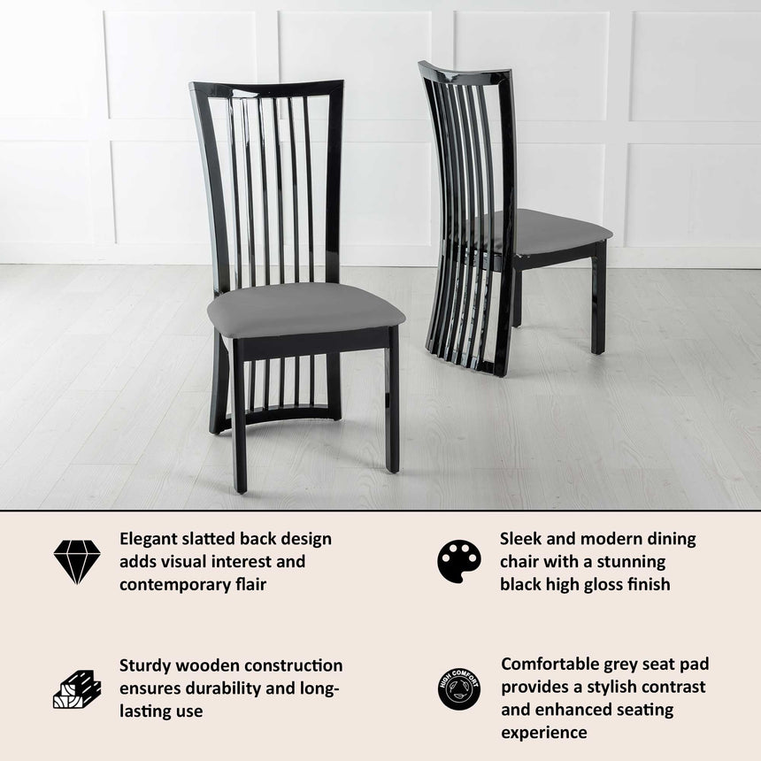 Abruzzo High Gloss Slatted Back Dining Chair