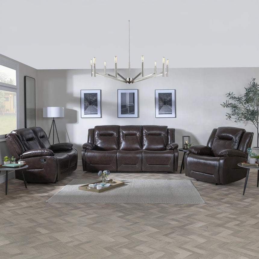 Abruzzo Dark Brown Leather Recliner Sofa Set
