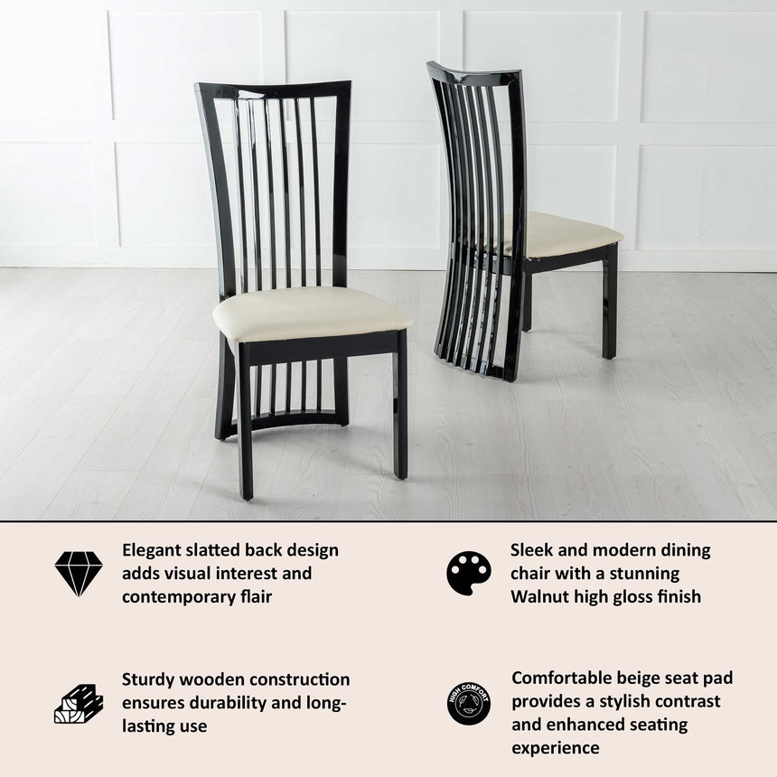 Abruzzo High Gloss Slatted Back Dining Chair
