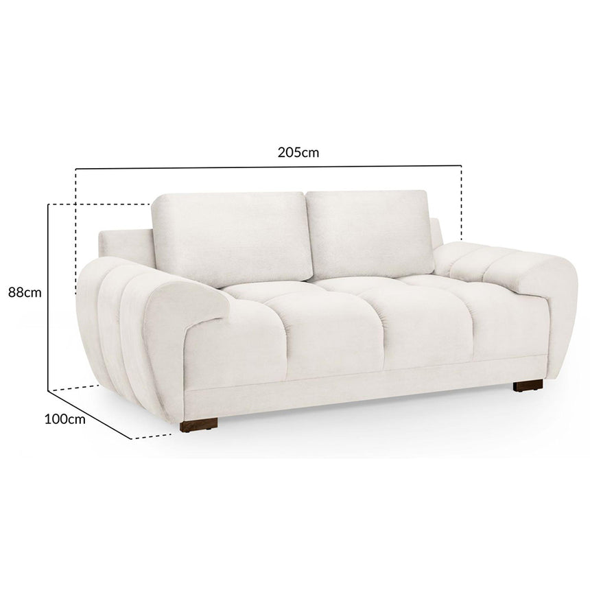 Thor Cream Velvet Fabric 2 Seater Sofa