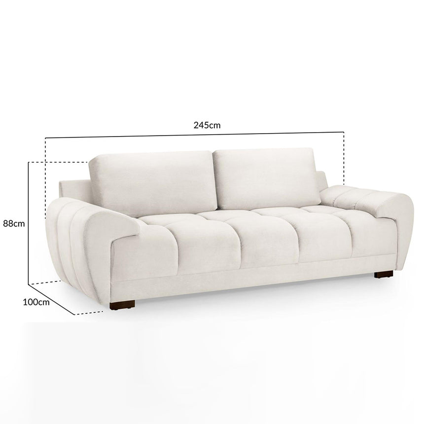 Thor Cream Velvet Fabric 3 Seater Sofa