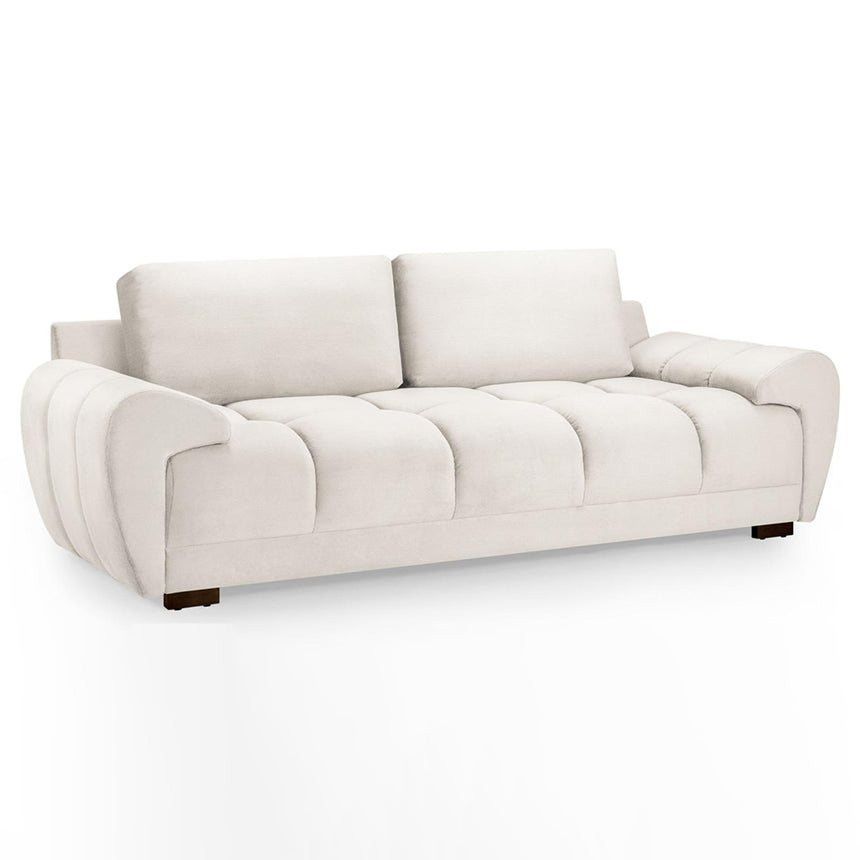 Thor Cream Velvet Fabric 3 Seater Sofa