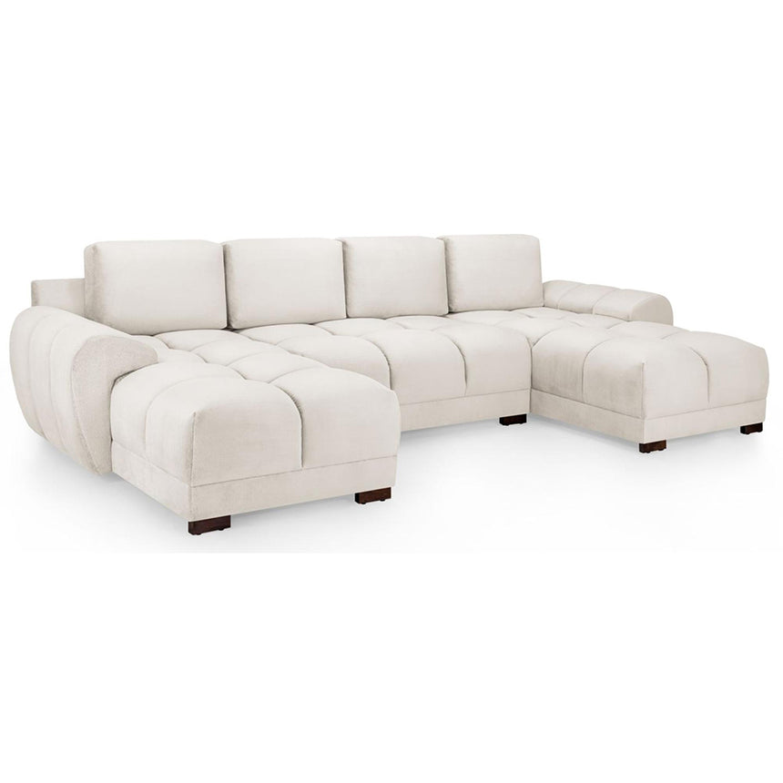 Thor Cream Velvet Fabric U Shape Corner Sofa Suite