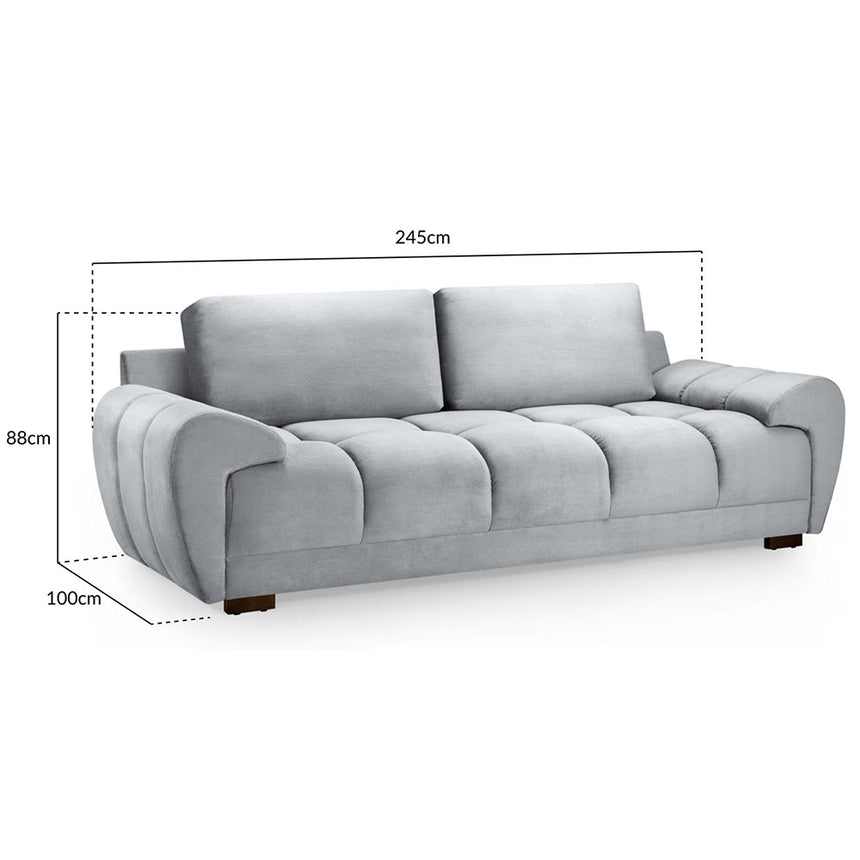 Thor Grey Velvet Fabric 3 Seater Sofa