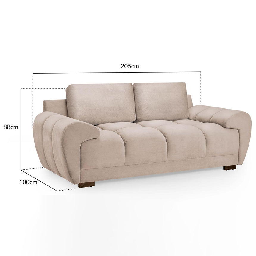 Thor Mocha Velvet Fabric 2 Seater Sofa