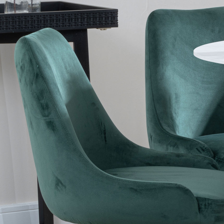 Diana Velvet Fabric Swivel Dining Chair with Black Legs