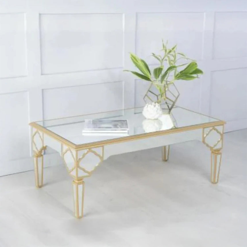 Bari Mirrored Gold Trim Coffee Table
