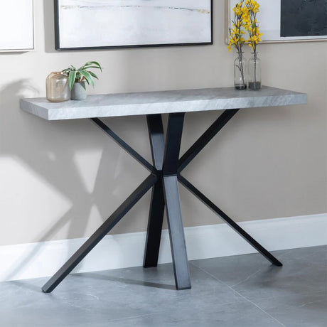 Barking Oak Console Table with Black Spider Legs