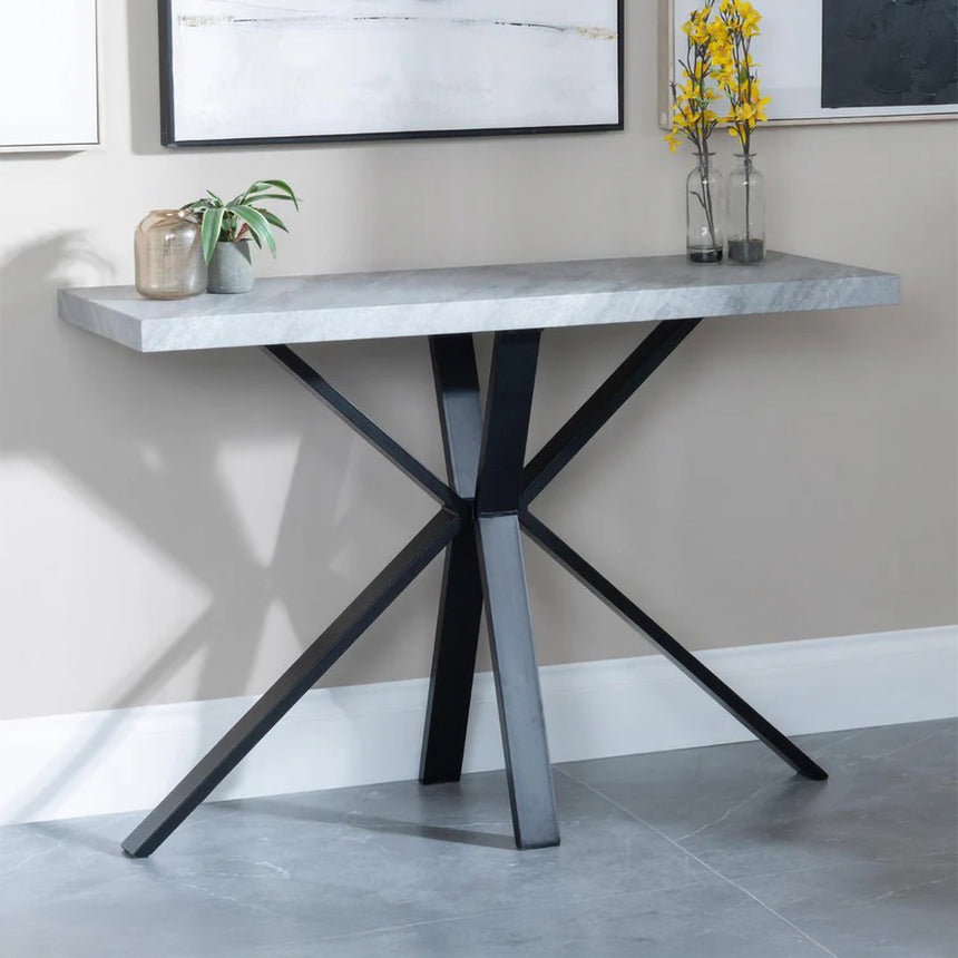 Barking Oak Console Table with Black Spider Legs