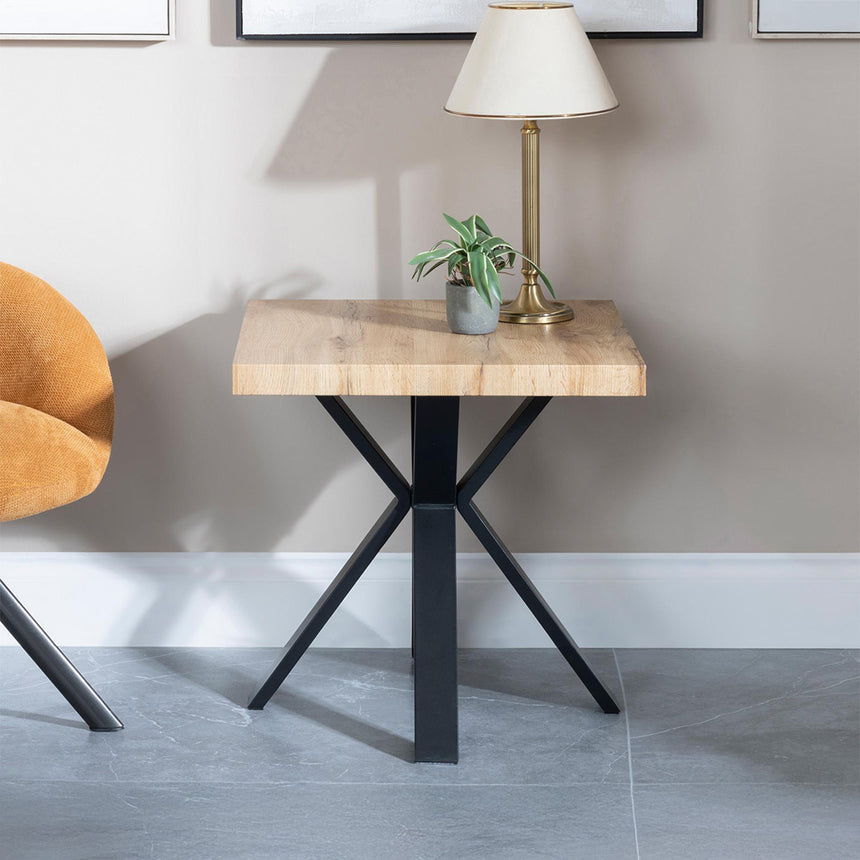 Barking Square End Table with Black Spider Legs