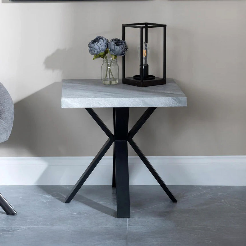 Barking Square End Table with Black Spider Legs