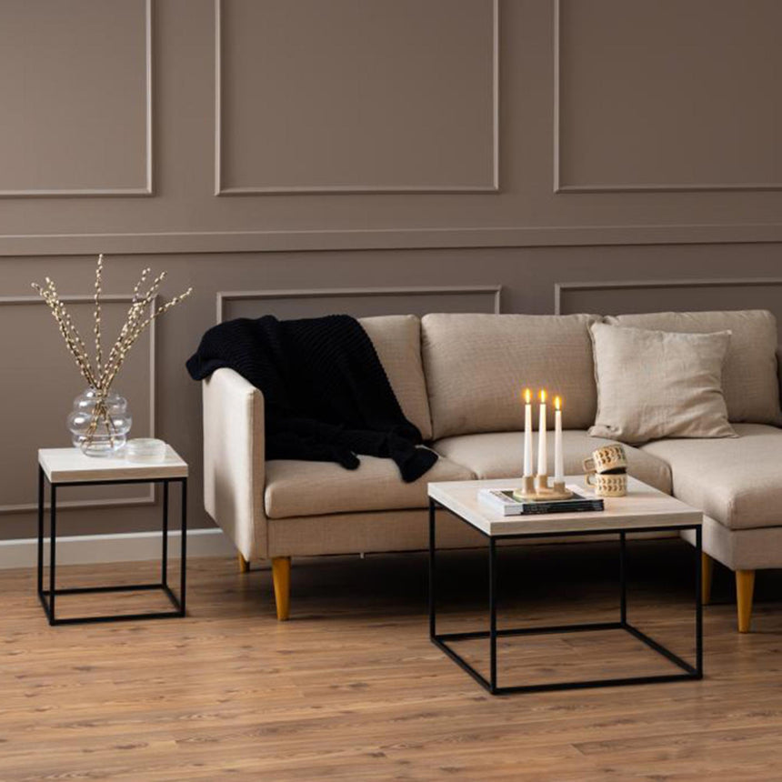 Barossa Side Table - Square - Travertine Effect