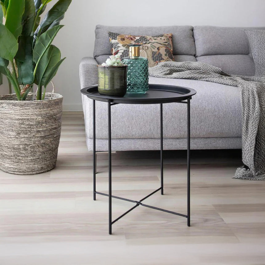 Bastia Black Metal Round Side Table