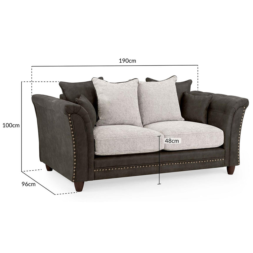 Aoife Brown Faux Leather 2 Seater Sofa